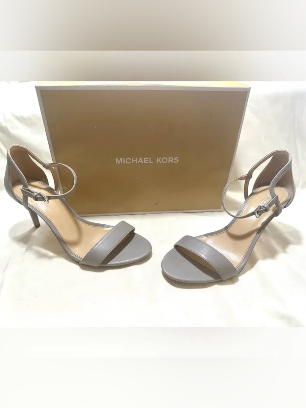 MICHAEL Michael Kors Gray Open-Toe Ankle-Strap Heels